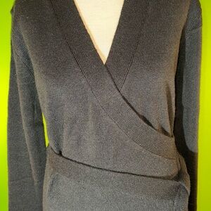 Banana Republic Black Sheath Dress V-Neck Long Sleeve